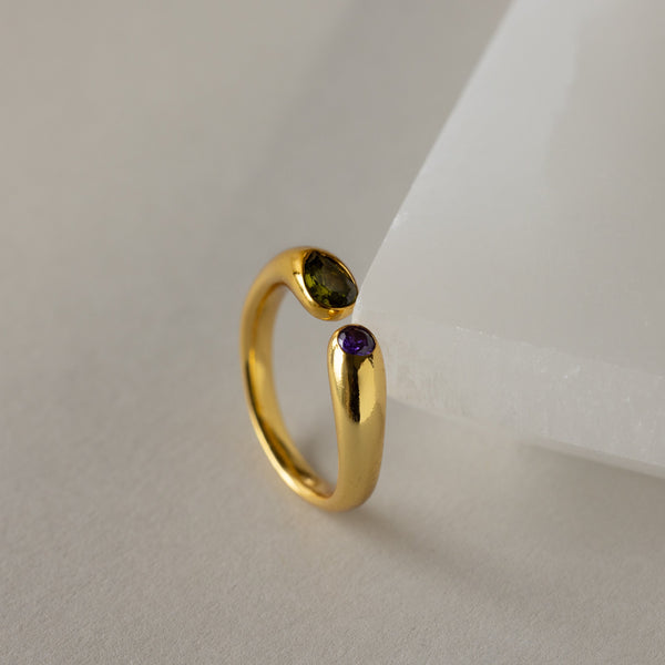 Toi et Moi Birthstone Signet Ring