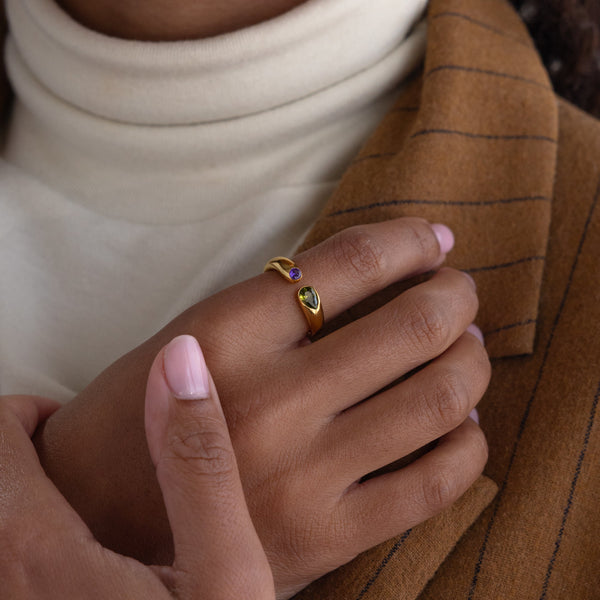 Toi et Moi Birthstone Signet Ring