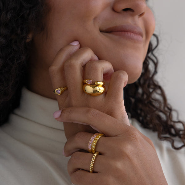 Toi et Moi Birthstone Signet Ring